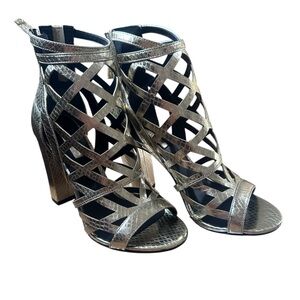 Guess Stunning Gold metallic Cage Block Heels